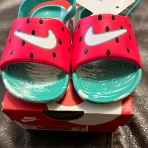 Nike Kids' Watermelon Kawa Slide Sandals - Pink & Teal
